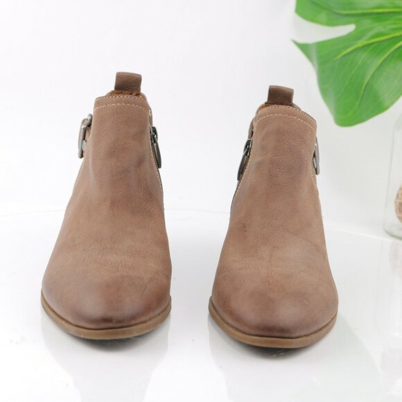 Franco Sarto Womens Garfield Boot Size 8.5 Tan Leather Block Heel Bootie Comfy - Picture 3 of 12